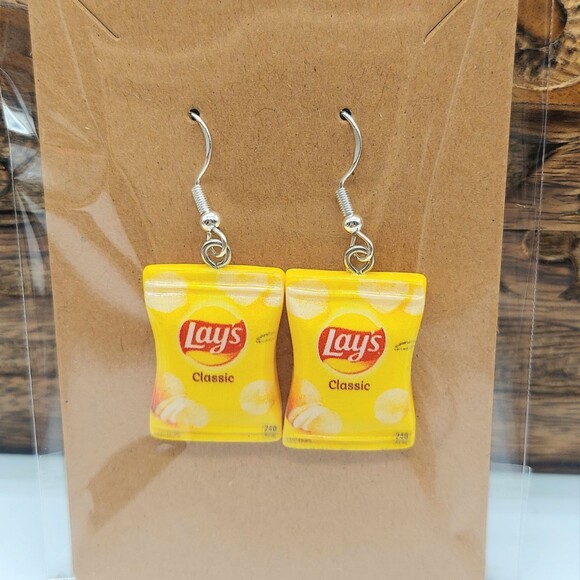 unbranded Jewelry - 3D Potatoe Chips Earrings Novelty Junk Food Y2K Retro